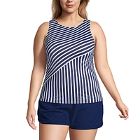 Lands' End Plus Mastectomy High Neck Upf 50 Modest Tankini Swimsuit Top