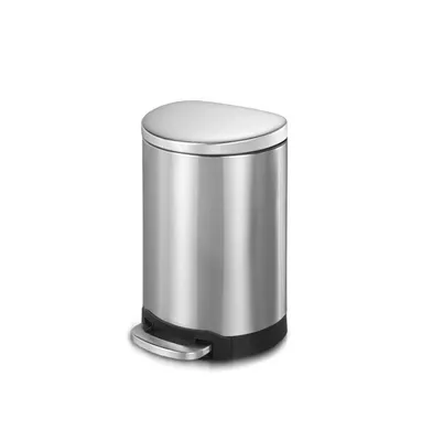 3.2 Gal./12 Liter Stainless Steel Semi-round Step-on Trash Can for Bathroom and Office