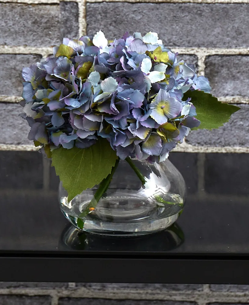 Nearly Natural Blooming Hydrangea Artificial Arrangement in Vase
