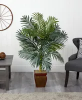 Nearly Natural 4.5' Golden Cane Palm Tree with Decorative Planter