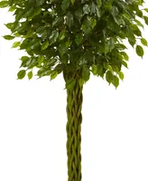 Nearly Natural 5' Ficus Uv-Resistant Indoor/Outdoor Artificial Tree with Woven Trunk