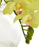 Nearly Natural 9'' Phalaenopsis Orchid Artificial Arrangement in Glass Vase, Set of 3