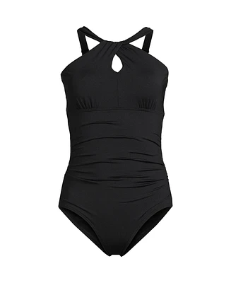 Lands' End Plus High Neck to One Shoulder Multi Way Piece Swimsuit