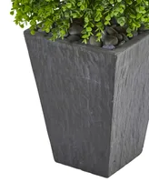 Nearly Natural 57" Eucalyptus Topiary Artificial Tree in Slate Planter (Indoor/Outdoor)