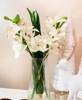 Nearly Natural Cymbidium Orchid w/Vase