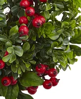 Nearly Natural 24" Berry Boxwood Wreath