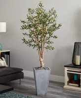 Nearly Natural 6' Olive Artificial Tree in Stone Planter