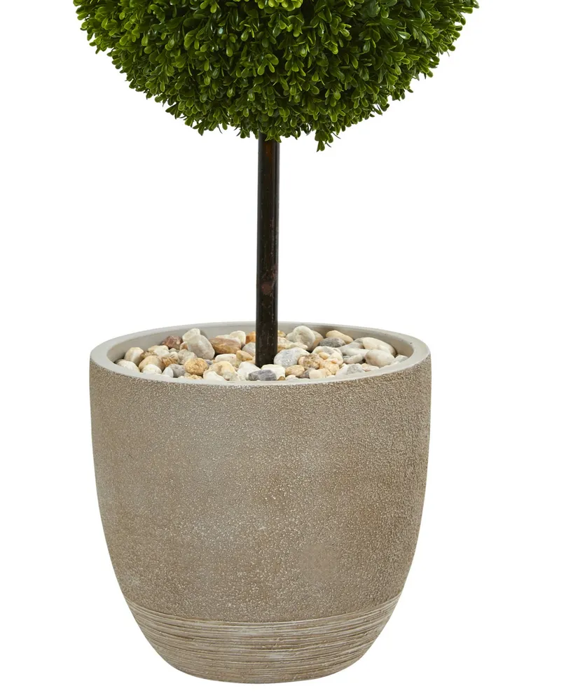 Nearly Natural 4' Boxwood Double Ball Topiary Artificial Tree in Oval Planter Uv Resistant