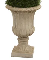 5' Double Pond Cypress Uv Resistant Indoor and Outdoor Artificial Spiral Topiary Tree in Urn