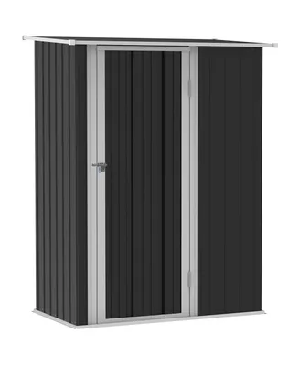 Outsunny 5' x 3' Metal Garden Storage Shed, Patio Tool House Cabinet with Lockable Door for Backyard, Patio, Lawn Green, Garage, Grey