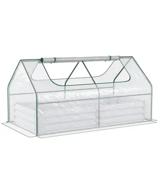 Outsunny Galvanized Raised Garden Bed with Mini Greenhouse Cover