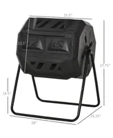 Outsunny Tumbling Compost Bin Outdoor 360° Dual Chamber Rotating Composter 43 Gallon