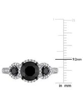 Black Diamond (1-3/4 ct. t.w.) White (1/4 3-Stone Halo Engagement Ring 14k Gold