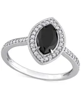 Black Diamond (1 ct. t.w.) & White (1/4 Marquise-Cut Halo Engagement Ring 14k Gold