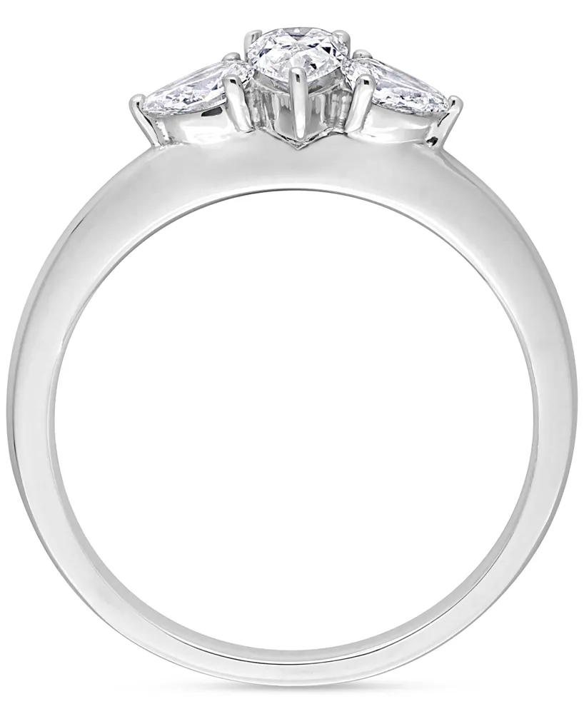 Diamond Pear-Cut Three-stone Engagement Ring (5/8 ct. t.w.) 14k White Gold