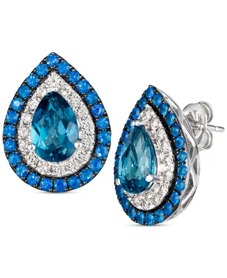Le Vian Multi-Gemstone (3-5/8 ct. t.w.) & Nude Diamond (1/2 ct. t.w.) Pear Halo Stud Earrings in 14k White Gold