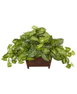 Nearly Natural Nephthytis Artificial Plant in Wood Planter