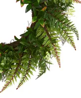 Nearly Natural 23" Assorted Fern Wreath