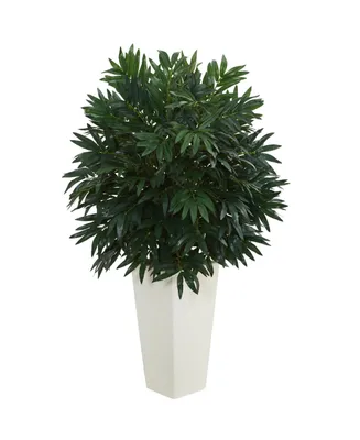 Nearly Natural Double Artificial Palm Tree in White Tower Vase