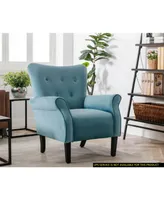 Simplie Fun Accent Chair Button-Tufted Back Rolled-Arms