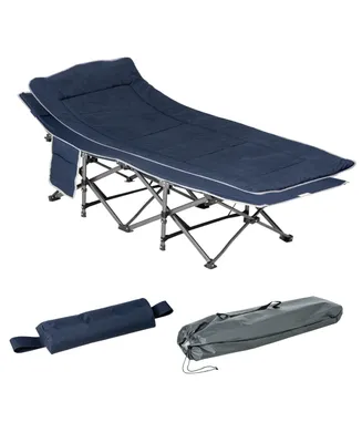 Outsunny 2 Person Camping Cot for Adults w/ Bag, Hunting Fishing Trip Bed,