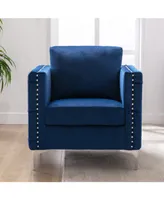 Simplie Fun Modern Velvet Armchair Tufted Button Accent Chair Club Chair With Steel Legs For Living Room