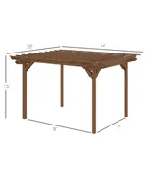 Outsunny 12' x 10' Outdoor Pergola, Wood Gazebo Grape Trellis with Stable Structure for Climbing Plant Support, Garden, Patio, Backyard, Deck