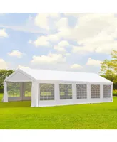 Outsunny 16' x 32' Large Outdoor Carport Canopy Party Tent with Removable Protective Sidewalls & Versatile Uses, White