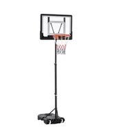 Soozier Portable Basketball Hoop System Stand with 33in Backboard, Height Adjustable 5FT-7FT for Indoor Outdoor Use