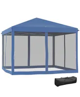 Outsunny Outdoor 10' x 10' Patio Gazebo Outdoor Pop-Up Canopy with Sidewalls, Instant Setup, 4 Mesh Walls for Party, Events, Backyard, Lawn, Blue