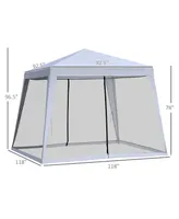 Outsunny 10'x10' Outdoor Party Tent Canopy with Mesh Sidewalls, Patio Gazebo Sun Shade Screen Shelter
