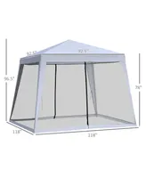 Outsunny 10'x10' Outdoor Party Tent Canopy with Mesh Sidewalls, Patio Gazebo Sun Shade Screen Shelter, Grey