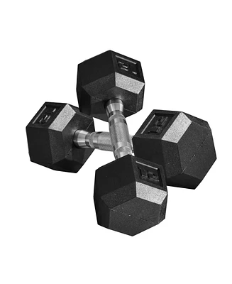 Soozier Hex Dumbbells Set, Rubber Hand Weights with Non-Slip Handles, Anti-roll, for Women or Men Home Gym Workout, 2 x 12lbs