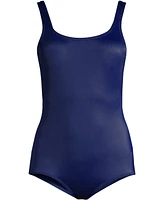 Lands' End Women's Petite Tummy Control Chlorine Resistant Soft Cup Tugless One Piece Swimsuit