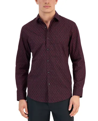 Alfani Men's Petal Geo Print Long Sleeve Shirt, Created for Macy's