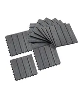 Outsunny 12" x 12" Hdpe Interlocking Composite Deck Tile 11 Pack for the Patio or Porch for a New Classic Look, Grey