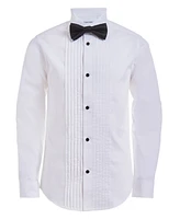 Calvin Klein Big Boys Husky Tuxedo Shirt and Bow Tie Box Set