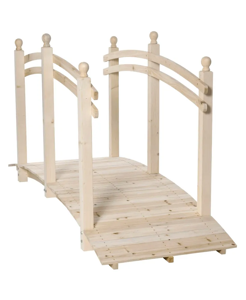 Outsunny 7.5' Wooden Arch Garden Bridge, Safety Rails for Backyard Ponds, Creeks, Streams, Natural