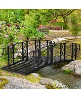 Outsunny 6' Metal Arch Backyard Garden Bridge with 660 lbs. Weight Capacity, Safety Siderails, Vine Motifs, & Easy Assembly for Backyard Creek