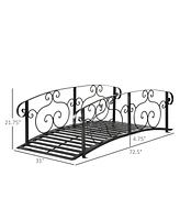 Outsunny 6' Metal Arch Backyard Garden Bridge, Safety Siderails, Arc Footbridge for Backyard Creek, Stream, Pond, Black