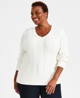Style & Co Plus Metallic Cable Knit Sweater, Created for Macy's
