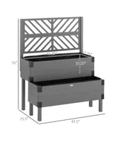 Outsunny 2 Tier Raised Garden Bed with Trellis, Wooden Elevated Planter Box with Legs and Metal Corners, for Vegetables, Flowers, Herbs