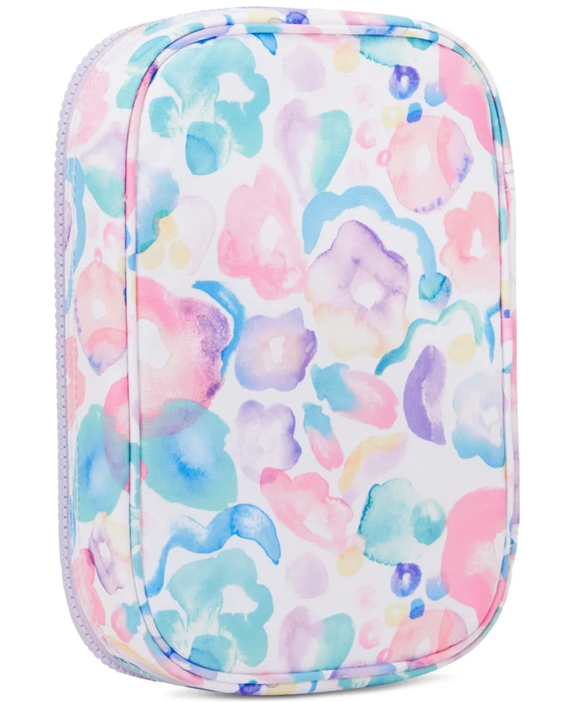 Kipling 100 Pens Aqua Flowers Zippered Pen Case