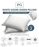 Pillow Guy White Goose Down Soft Density Pillow with 100% Certified Rds Down, and Removable Pillow Protector - Set of 2