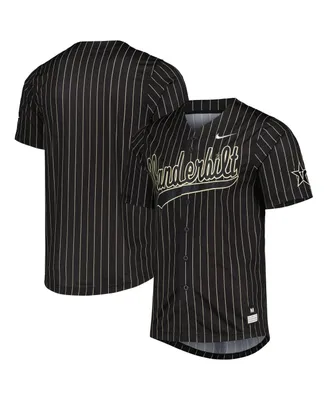 Men's Nike Black, Gold Vanderbilt Commodores Pinstripe Replica Full-Button Baseball Jersey