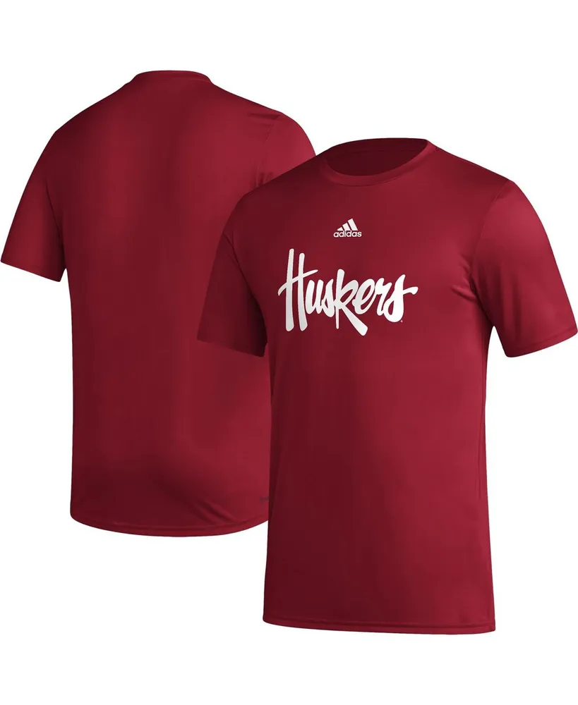 Men's adidas Scarlet Nebraska Huskers Basics Secondary Pre-Game Aeroready T-shirt