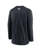 Men's Nike Navy Cleveland Guardians Authentic Collection Logo Performance Long Sleeve T-shirt