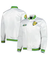 Men's Mitchell & Ness White La Galaxy City Full-Snap Satin Jacket