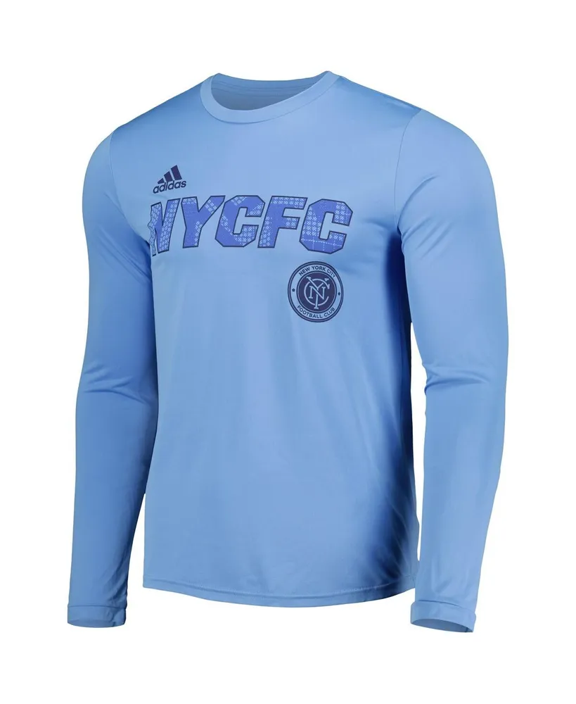 Men's adidas Sky Blue New York City Fc Jersey Hook Aeroready Long Sleeve T-shirt