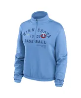Women's Nike Light Blue Minnesota Twins Rewind Splice Half-Zip Sweatshirt